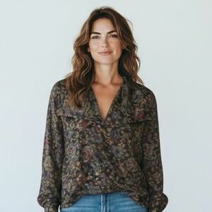 Christian Dior | Vintage Multicolor Floral Patterned Top SZ M